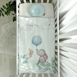 Set lenjerie de schimb pentru patut bebe 3 piese Elefantel vesel